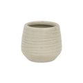 Small Fairloam Round Curved Wave Lined Pattern Ceramic Pot - White