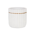 Medium Aurine Round Gold Trimmed Ridged Ceramic Pot - White