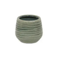 Small Fairloam Round Curved Wave Lined Pattern Ceramic Pot - Green