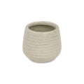 Small Fairloam Round Curved Wave Lined Pattern Ceramic Pot - White