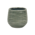 Medium Fairloam Round Curved Wave Lined Pattern Ceramic Pot - Green