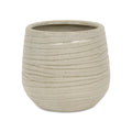 Large Fairloam Round Curved Wave Lined Pattern Ceramic Pot - White