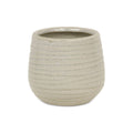 Medium Fairloam Round Curved Wave Lined Pattern Ceramic Pot - White